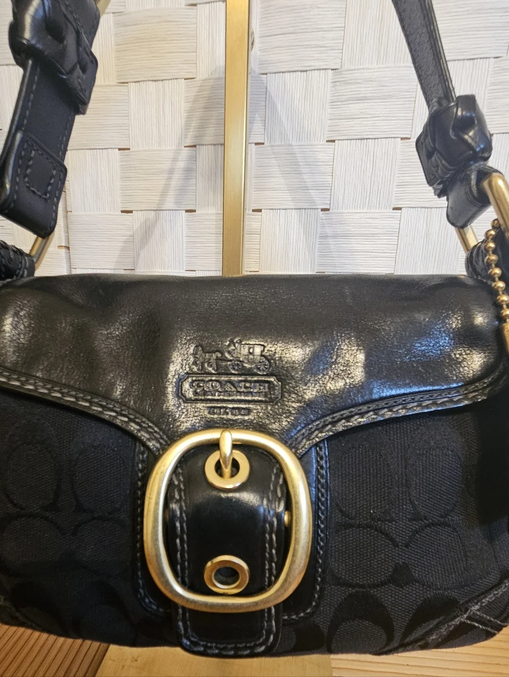 Coach 11441 Bleeker Legacy Y2K Shoulder/Hand Bag /Leather Flap /Jacquard Black - Picture 11 of 11